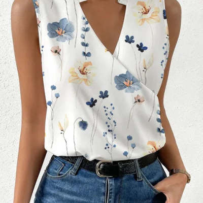 HELENA | Mouwloze Overslagtop – Elegant & Comfortabel in één