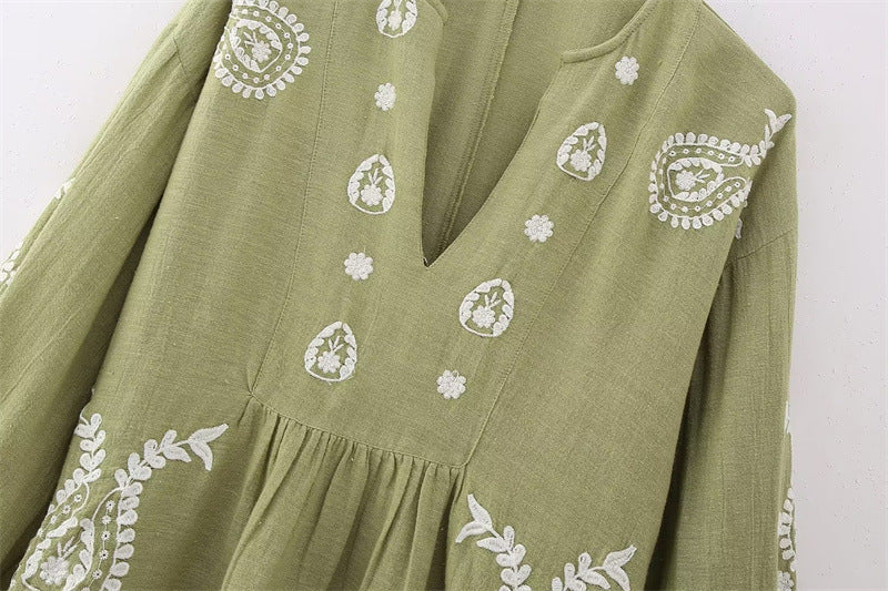 ANNEMIE | Boho Blouse met Borduursels - Katoenen Blouse Dames