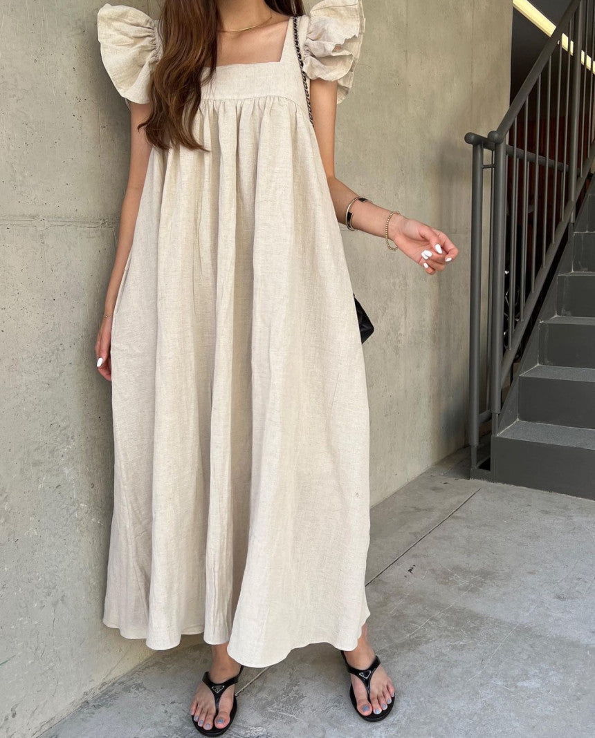 ELISSA | Boho Puff Maxi Jurk – Luchtige Katoenen Zomerjurk