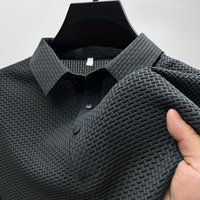 MILAN | Heren Polo met Luxe Textuur – Korte Mouw Slim Fit