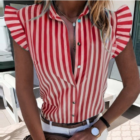 INDI | Gestreepte Blouse met Ruches – Stijlvolle Damesblouse in Meerdere Kleuren