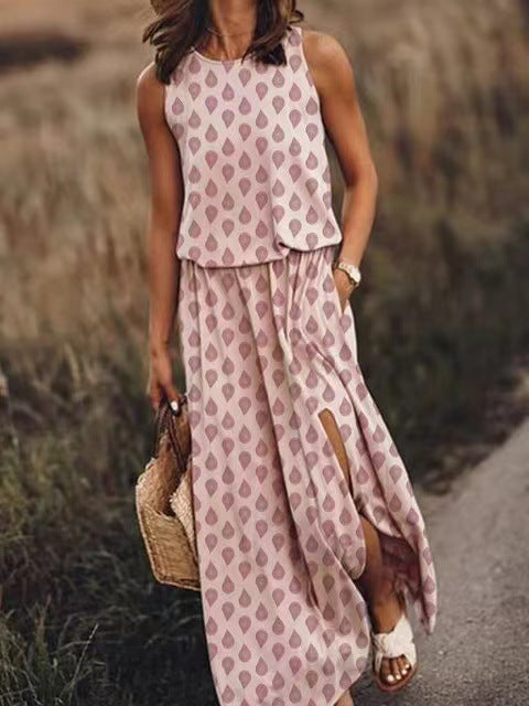 ZENDAYA | Mouwloze Maxi Jurk met Split – Casual Zomerjurk met Pockets