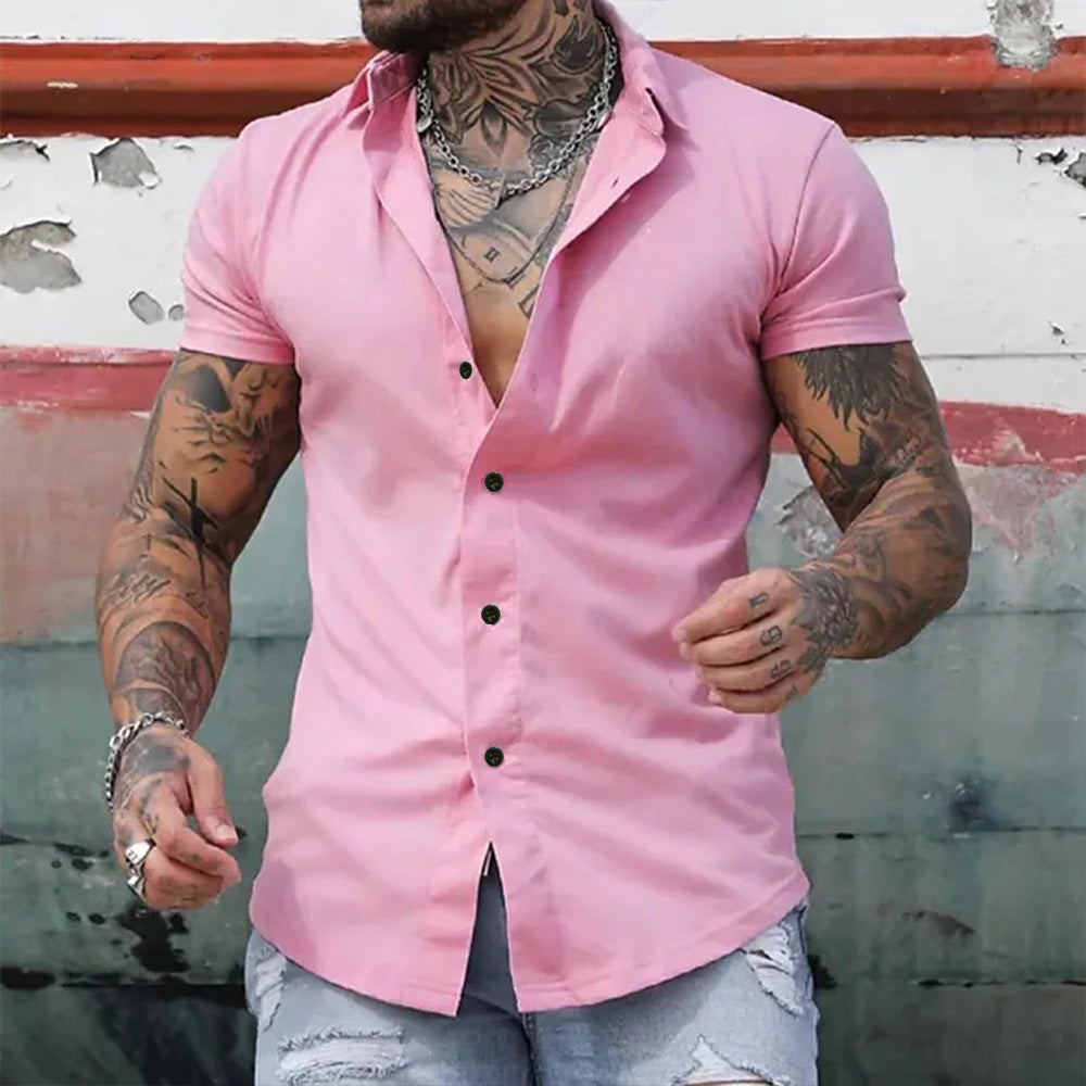 TRAVIS | Heren Slim Fit Overhemd met Korte Mouwen