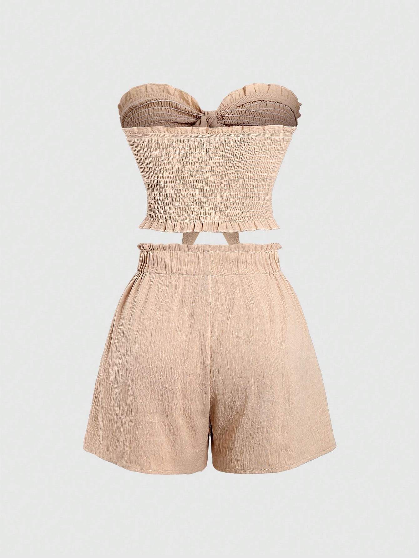 LILOU | Strapless Co-Ord Set – Zomerse Tweedelige Outfit met Strik
