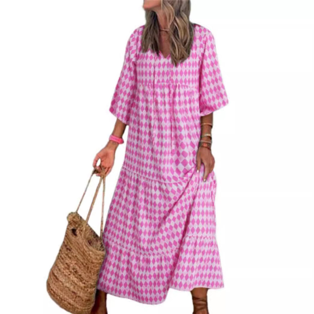 BOHO FIESTA | Maxi Jurk Dames met Print – Luchtige Zomerjurk in Bohemian Stijl