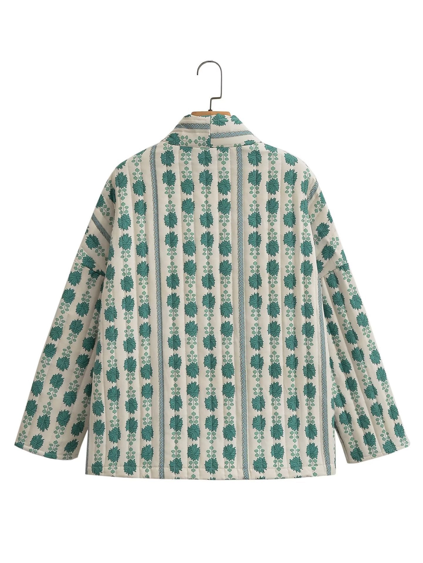 NANOU | Boho Kimono Blazer – Katoenen Printjack met Plantenmotief