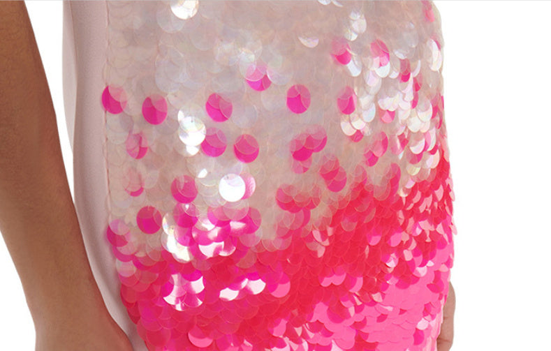 JUUL | Mini Halterjurk met Roze Ombre Pailletten – Party Ready & Glamorous