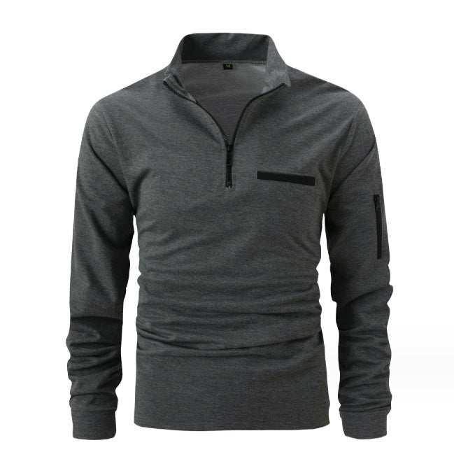 DENZELL | Heren Sporttop met Rits en Zakdetails – Lange Mouw