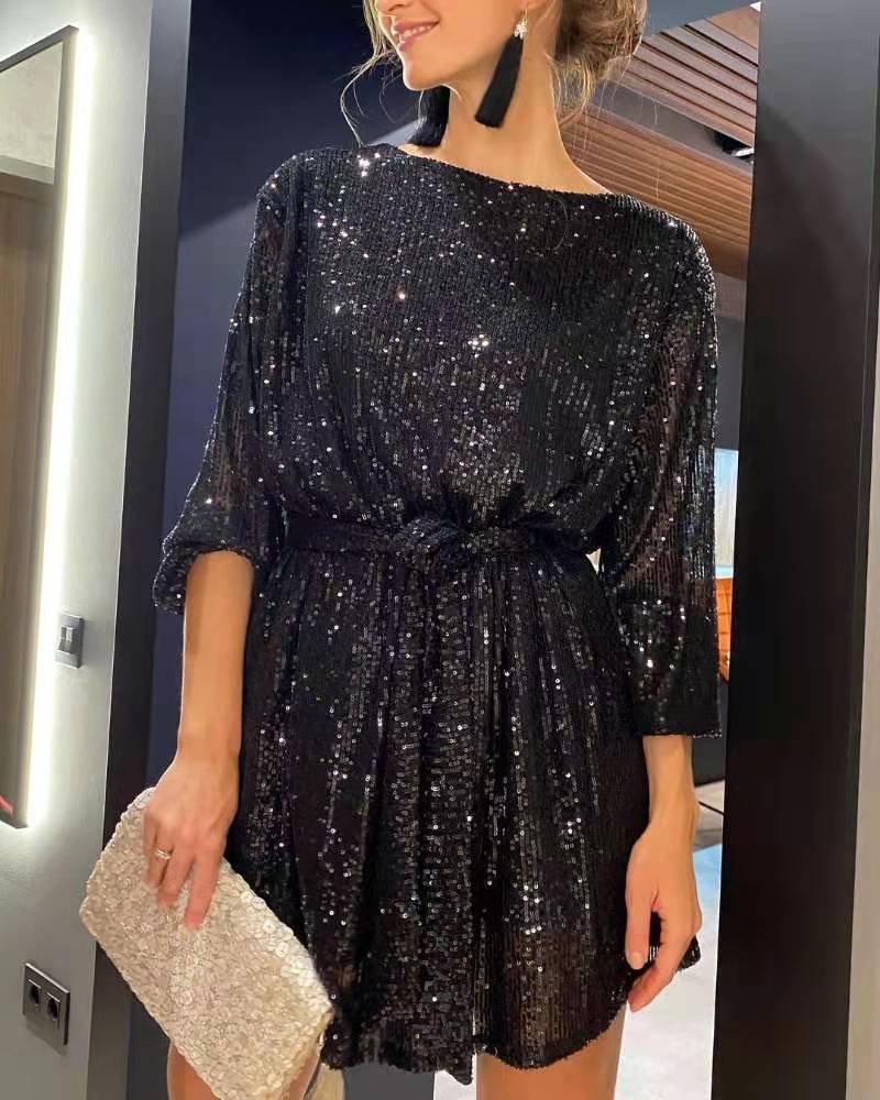 CARICE | Paillettenjurk Dames – Feestelijke Glitterjurk met Elegante Pasvorm in Diverse Kleuren