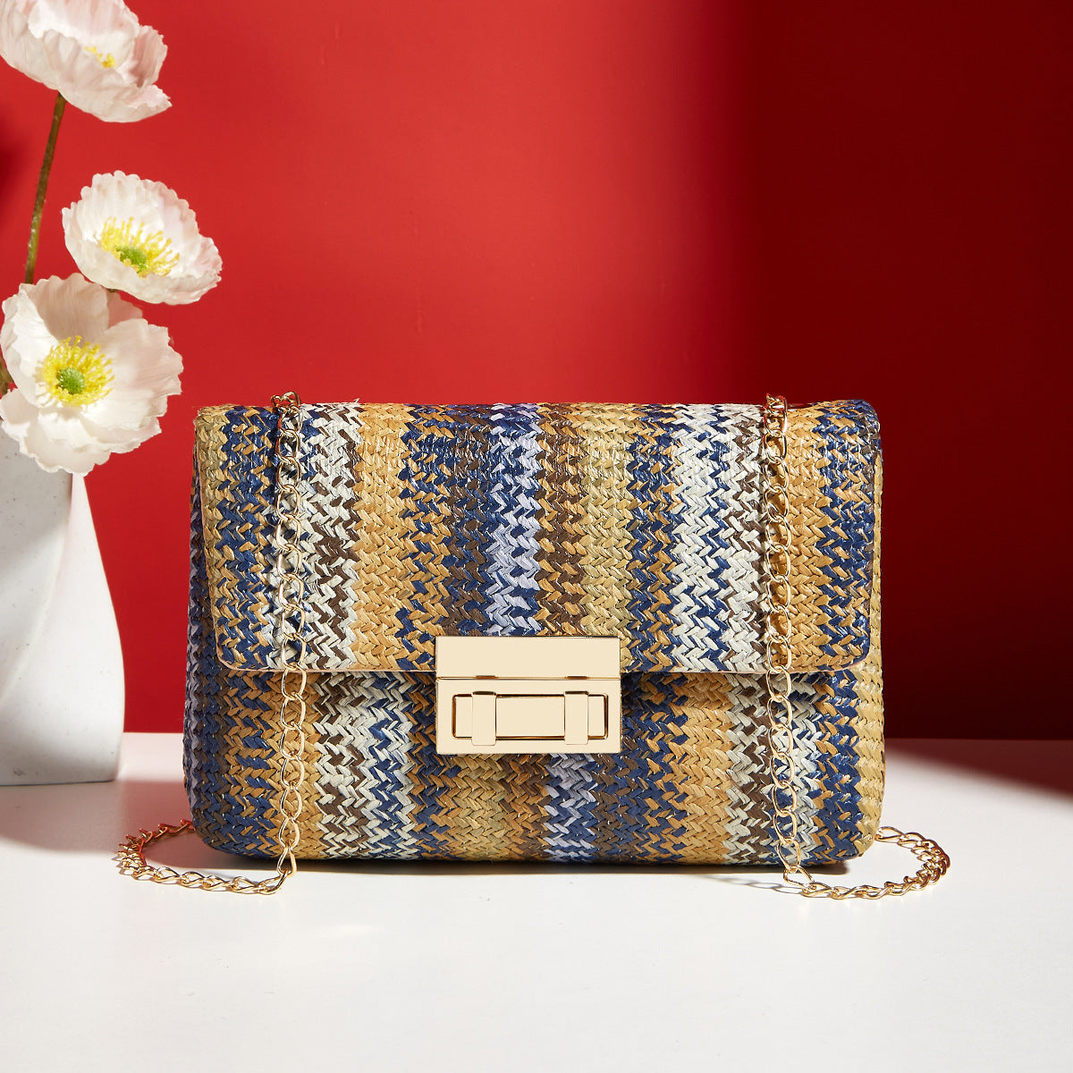 VIVIAN | Rainbow Chic Clutch – Vrolijke Elegantie met Gouden Details