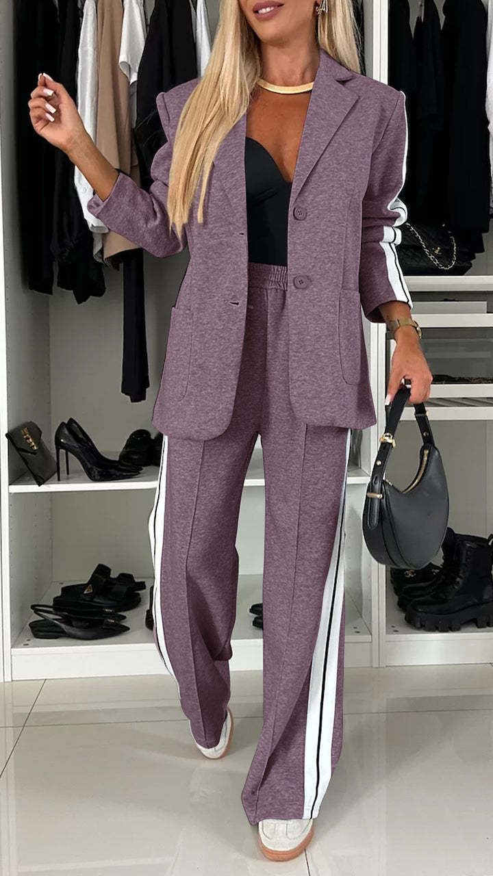 MONE | Damespak met Sportieve Strepen - Comfortabele Blazer Set Dames