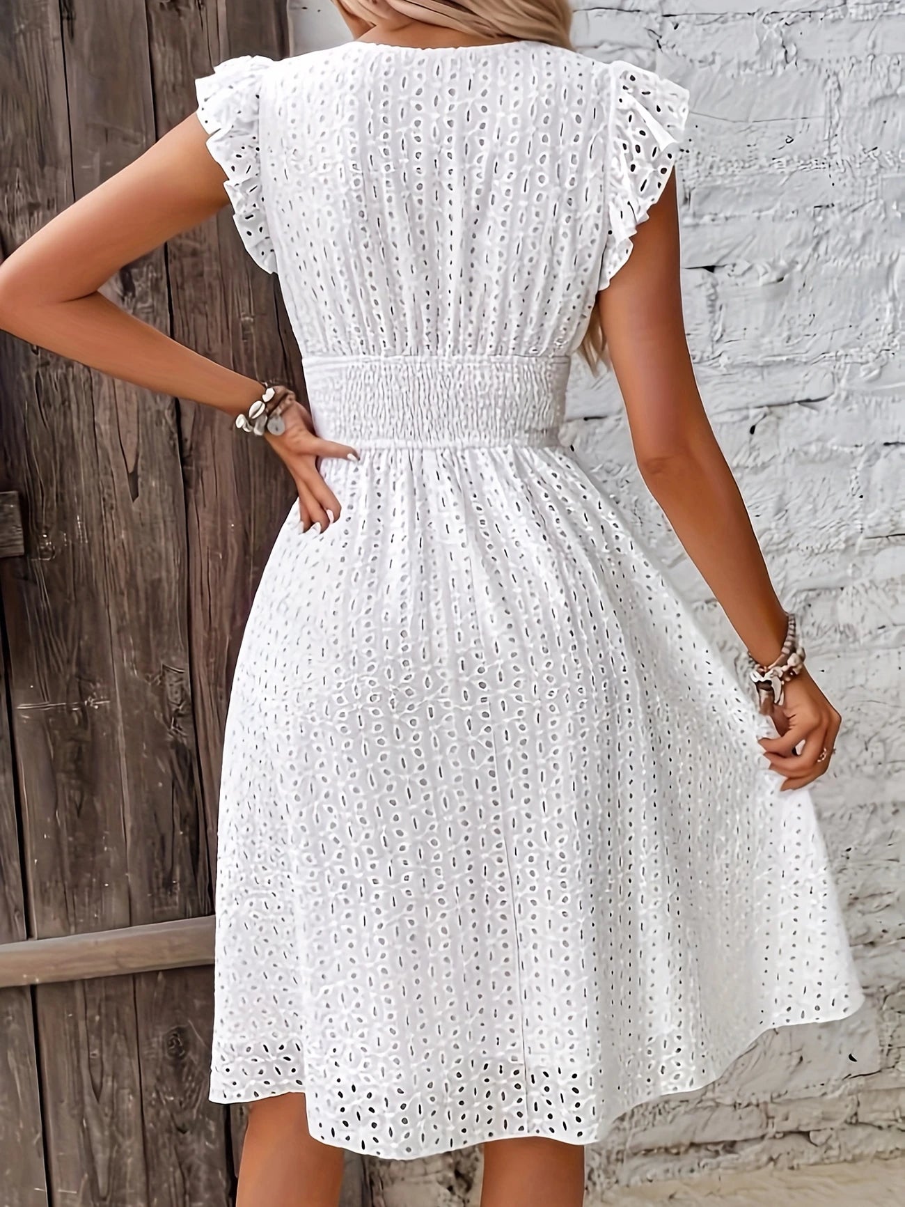 CILOU | Romantische Witte Broderie Jurk – Zomerse Midi Jurk Dames