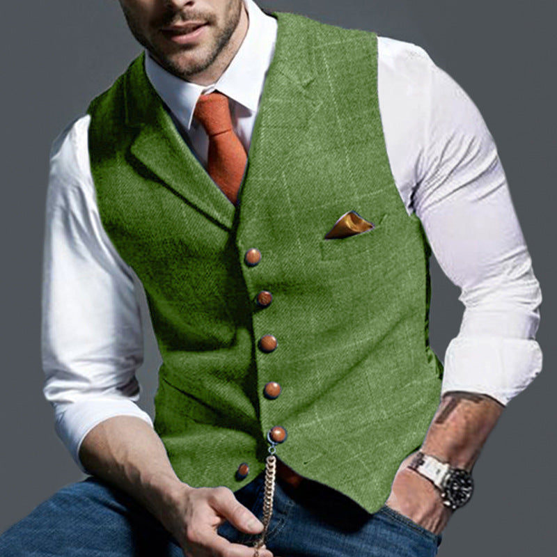 CAS | Stijlvolle Gilet voor Mannen met Houten Knopen en Elegante Pochet