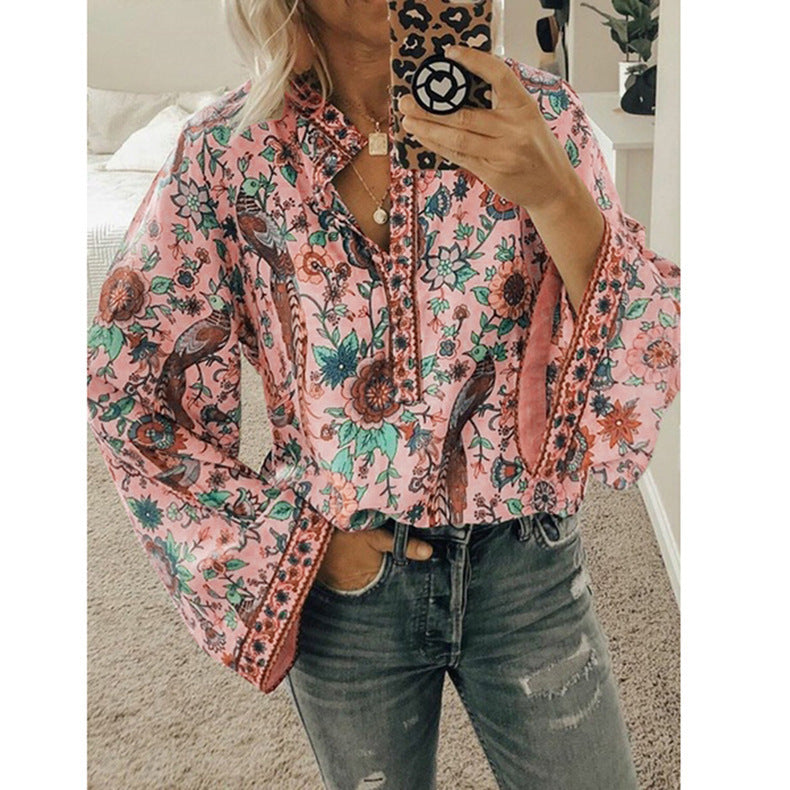 CATOO | Boho Blouse Dames – Kleurrijke Print met Wijde Mouwen in Verschillende Kleurvariaties