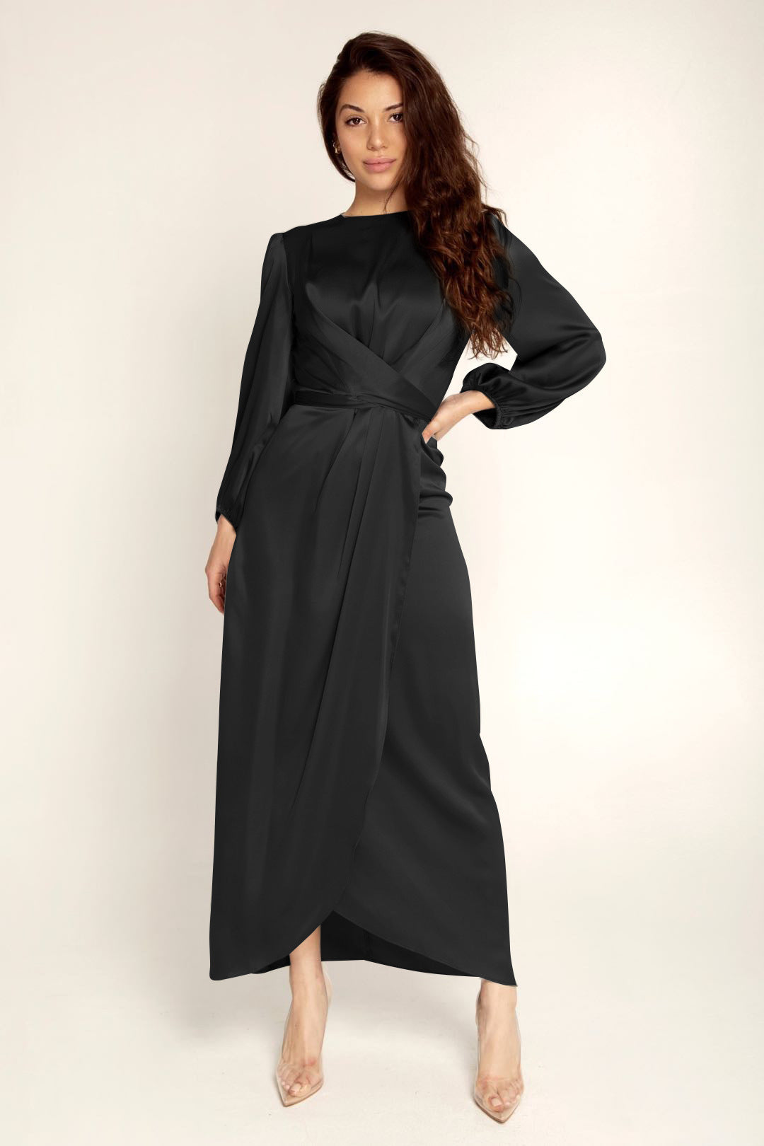 MERYAM | Satin Draped Maxi Jurk – Elegant & Tijdloos Design