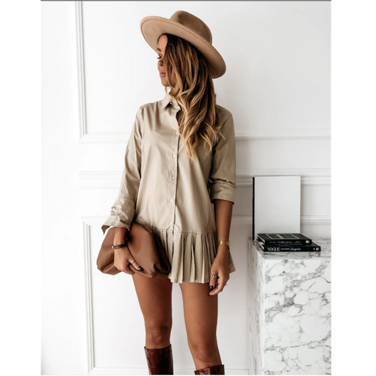 VOSSE | Overhemdjurk met Plissé Zoom – Blousejurk Dames Casual Chic