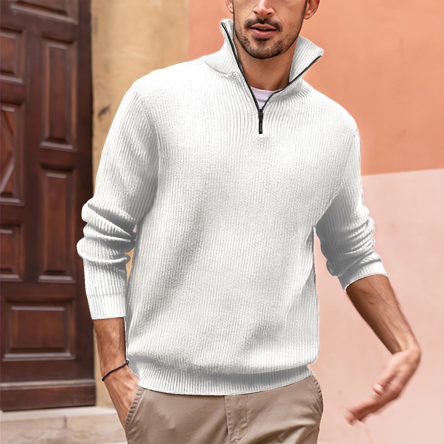 NICK | Heren Trui met Ritskraag – Stijlvolle Half-Zip Pullover van Zachte Knit