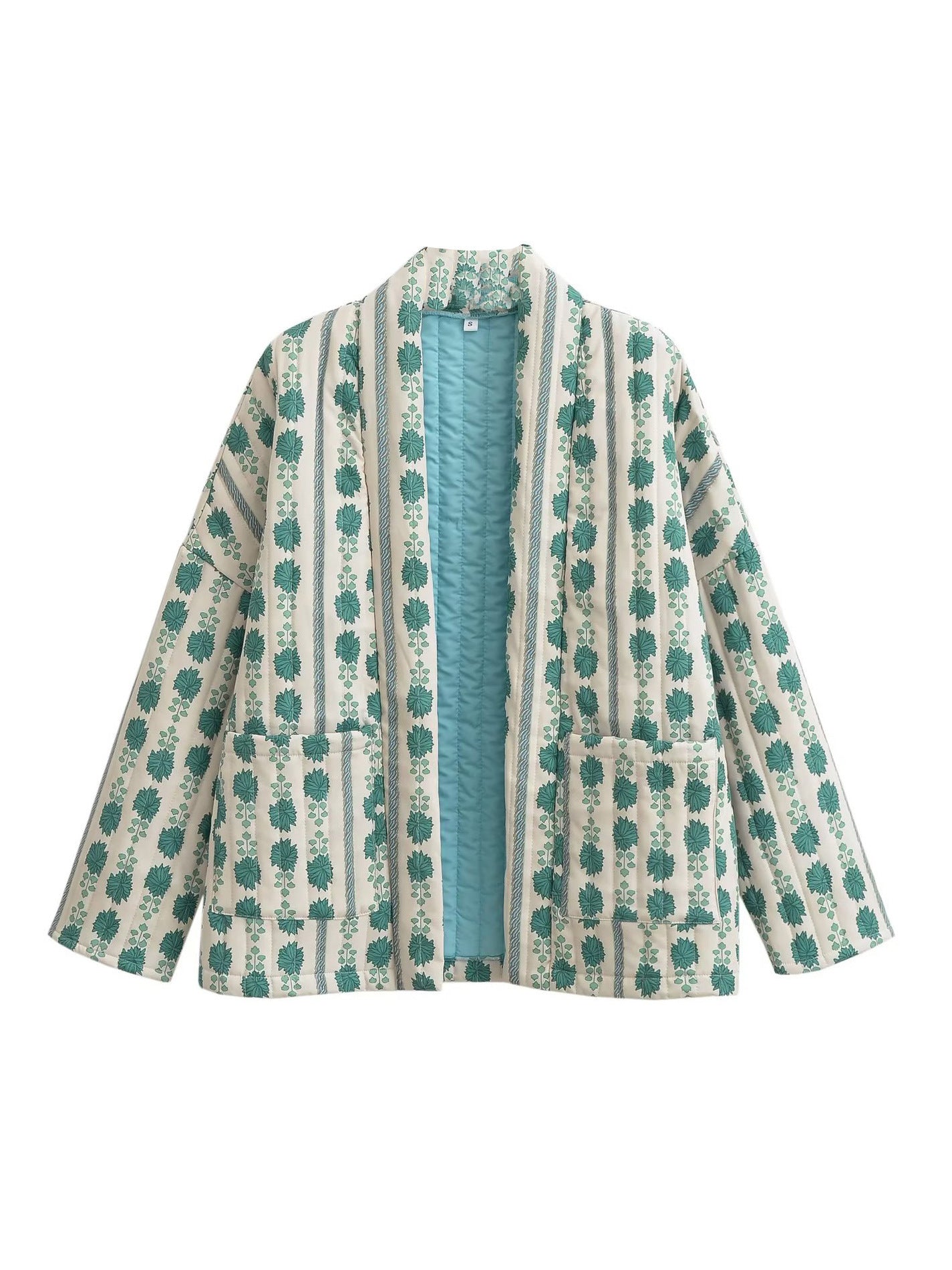 NANOU | Boho Kimono Blazer – Katoenen Printjack met Plantenmotief