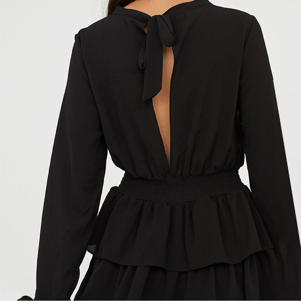MYRTHE | Zwarte Jurk met Volants – Tijdloos, Elegant & Perfect voor Elke Gelegenheid