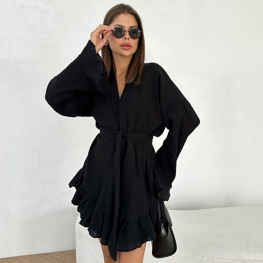 VIRGINIE | Luxe Katoenen Loungewear – Zachte Pyjama met Strikceintuur