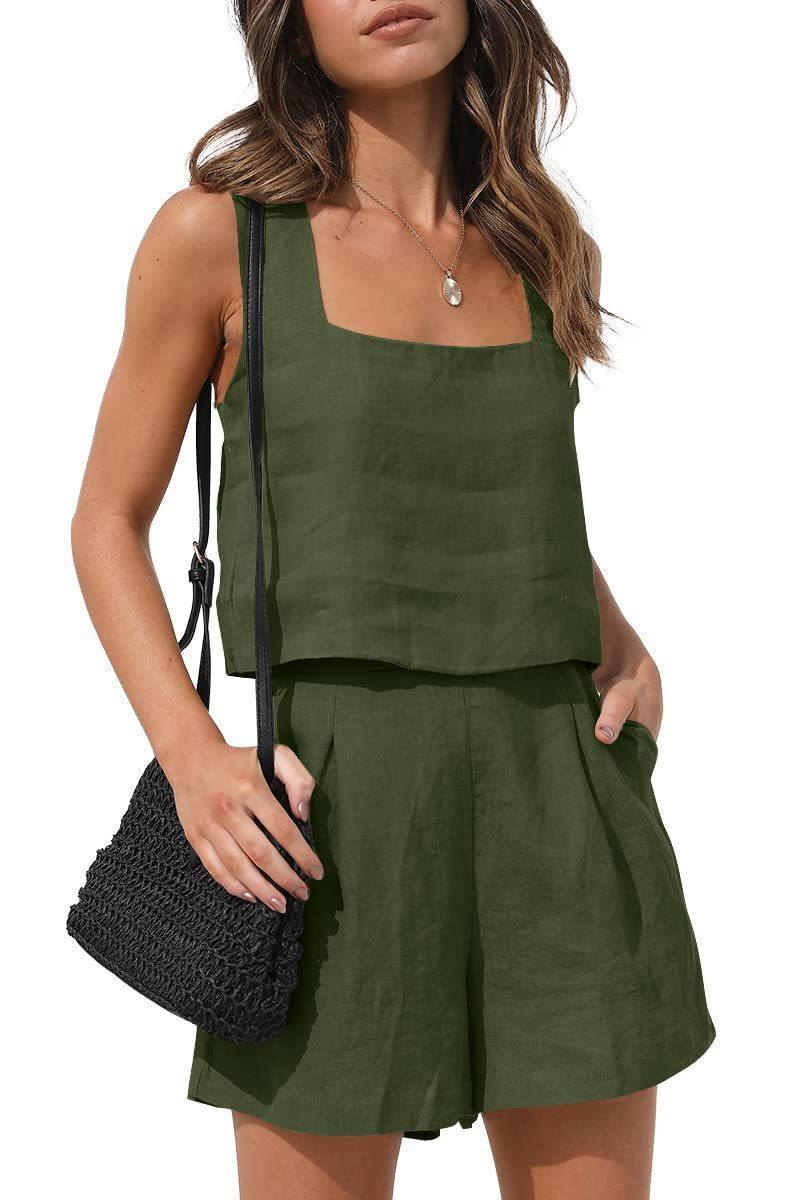 NEVA | Zomerse Katoenen Set Dames - Luchtig Tweedelig Setje - Verkrijgbaar in Diverse Kleuren
