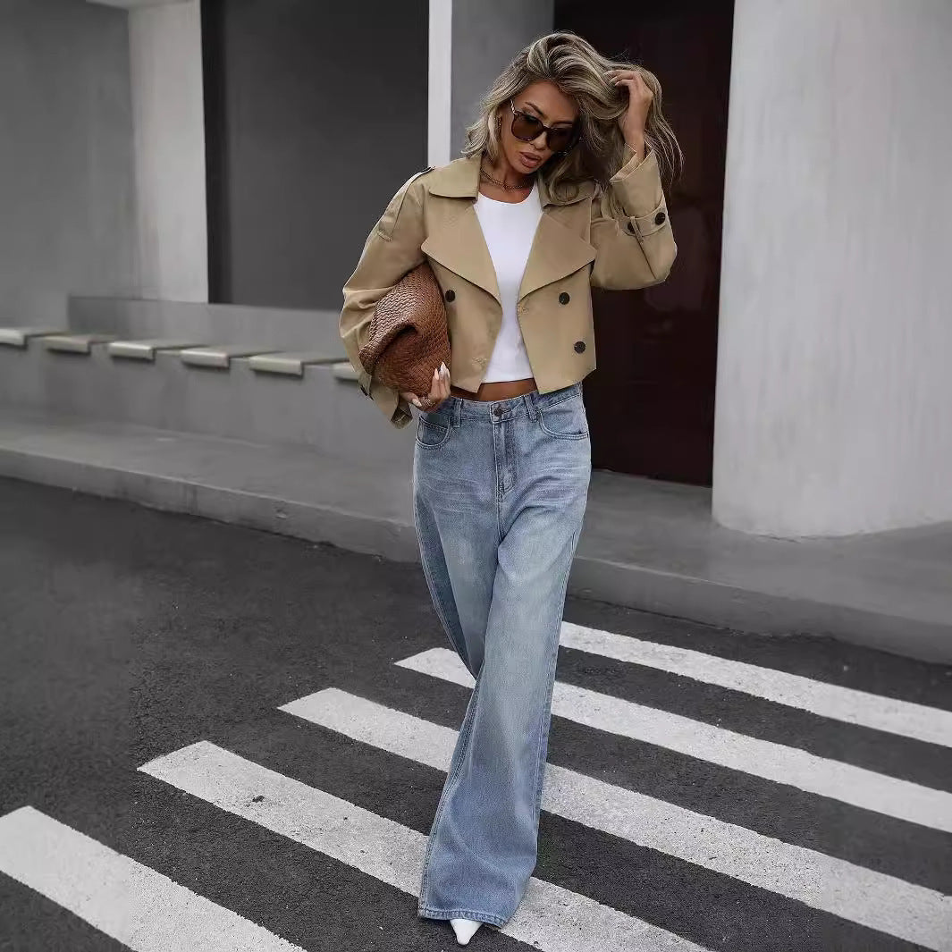 YVETTE | Cropped Trenchcoat in Beige – Tijdloze Chic met een Moderne Twist