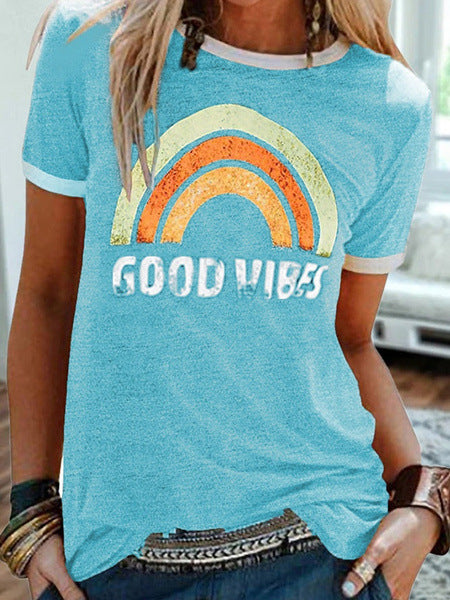 JOLIEN | Good Vibes T-shirt – Retro Print Statement Tee
