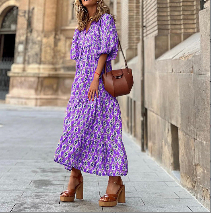 BOHO FIESTA | Maxi Jurk Dames met Print – Luchtige Zomerjurk in Bohemian Stijl