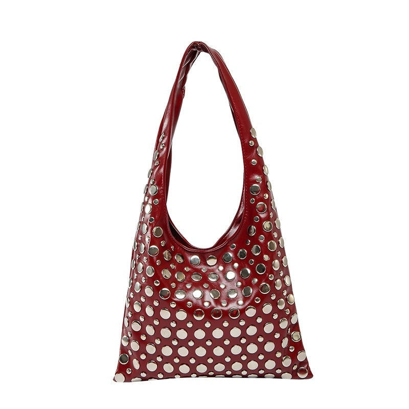 BIRGIT | Schoudertas met Studs – Stoere Leren Look Tas voor Dames