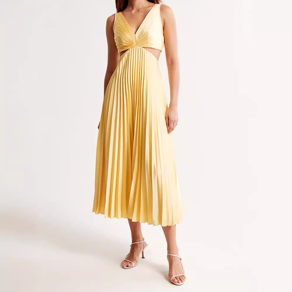 INESS | Plissé Cut-Out Jurk – Elegante Zomerlook met Open Rug