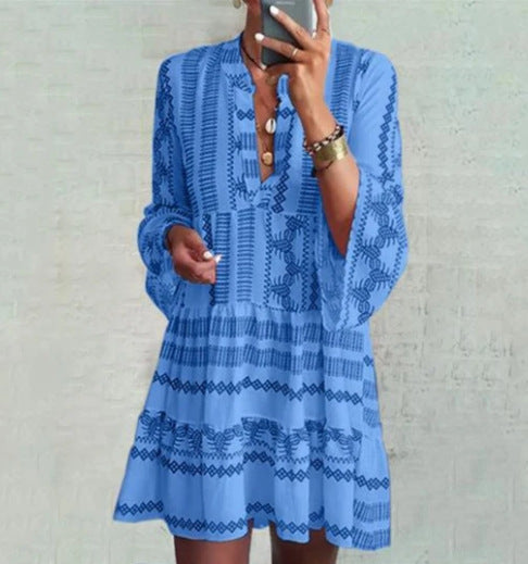 WIES | Boho Tuniekjurk Dames – Zomerjurk Met Geometrische Print