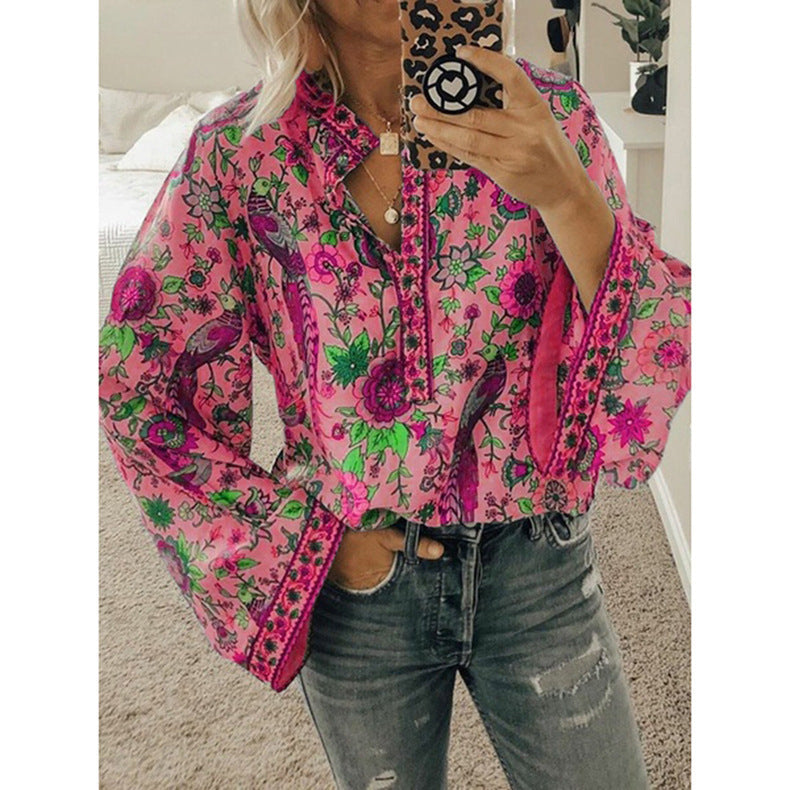 CATOO | Boho Blouse Dames – Kleurrijke Print met Wijde Mouwen in Verschillende Kleurvariaties