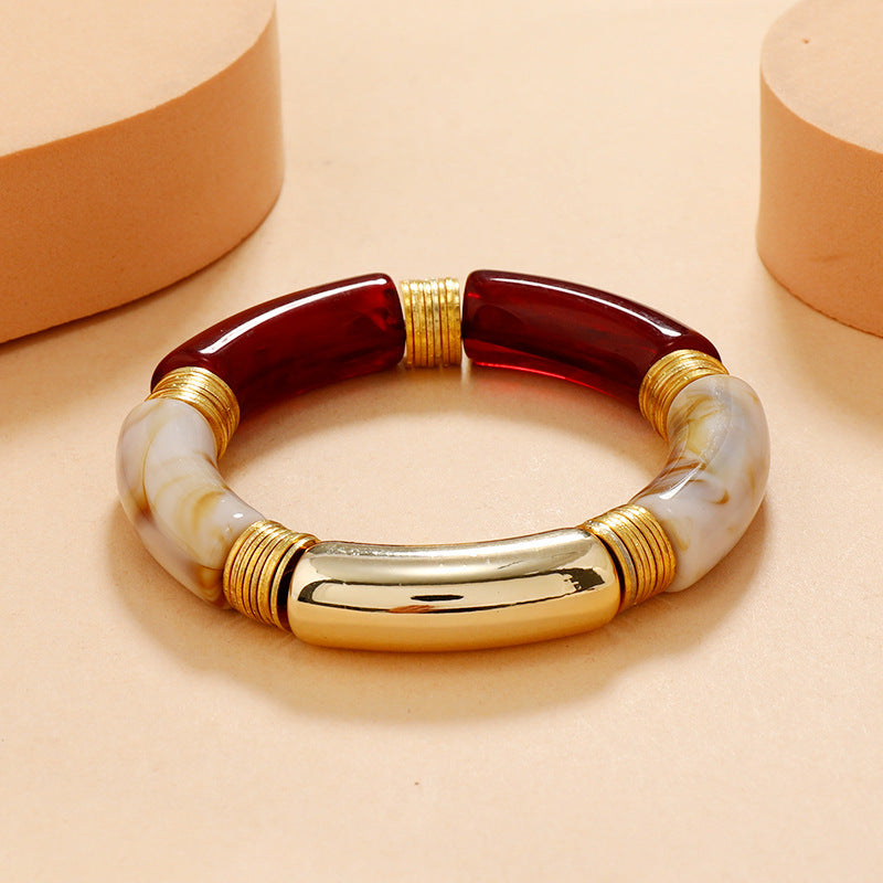 FAYENNE | Chunky Acryl Armband – Luxe Marmerlook Statement Sieraad
