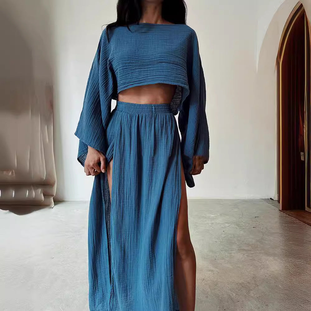 MANON | Off Shoulder Set met Maxi Split Rok – Zomerse Dames Co-ord Set