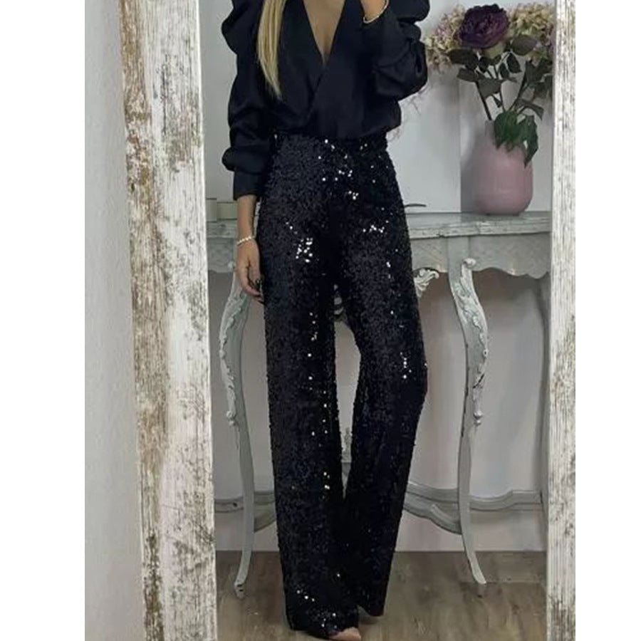 SHANTI | High Waist Paillettenbroek Dames – Glanzende Partybroek in Meerdere Kleuren