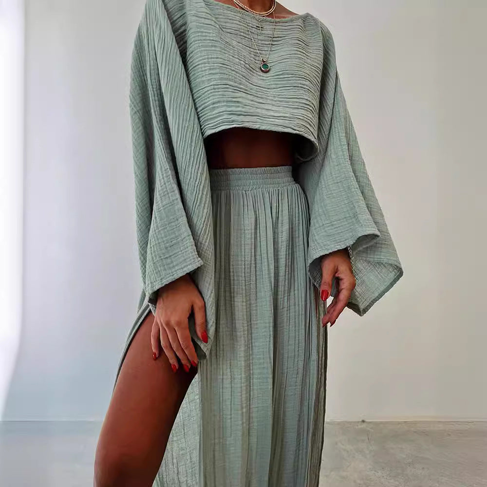 MANON | Off Shoulder Set met Maxi Split Rok – Zomerse Dames Co-ord Set