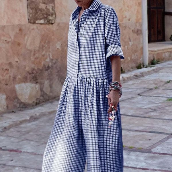 LUCE | Gingham Wide Leg Jumpsuit – Comfort & Karakter in Katoen