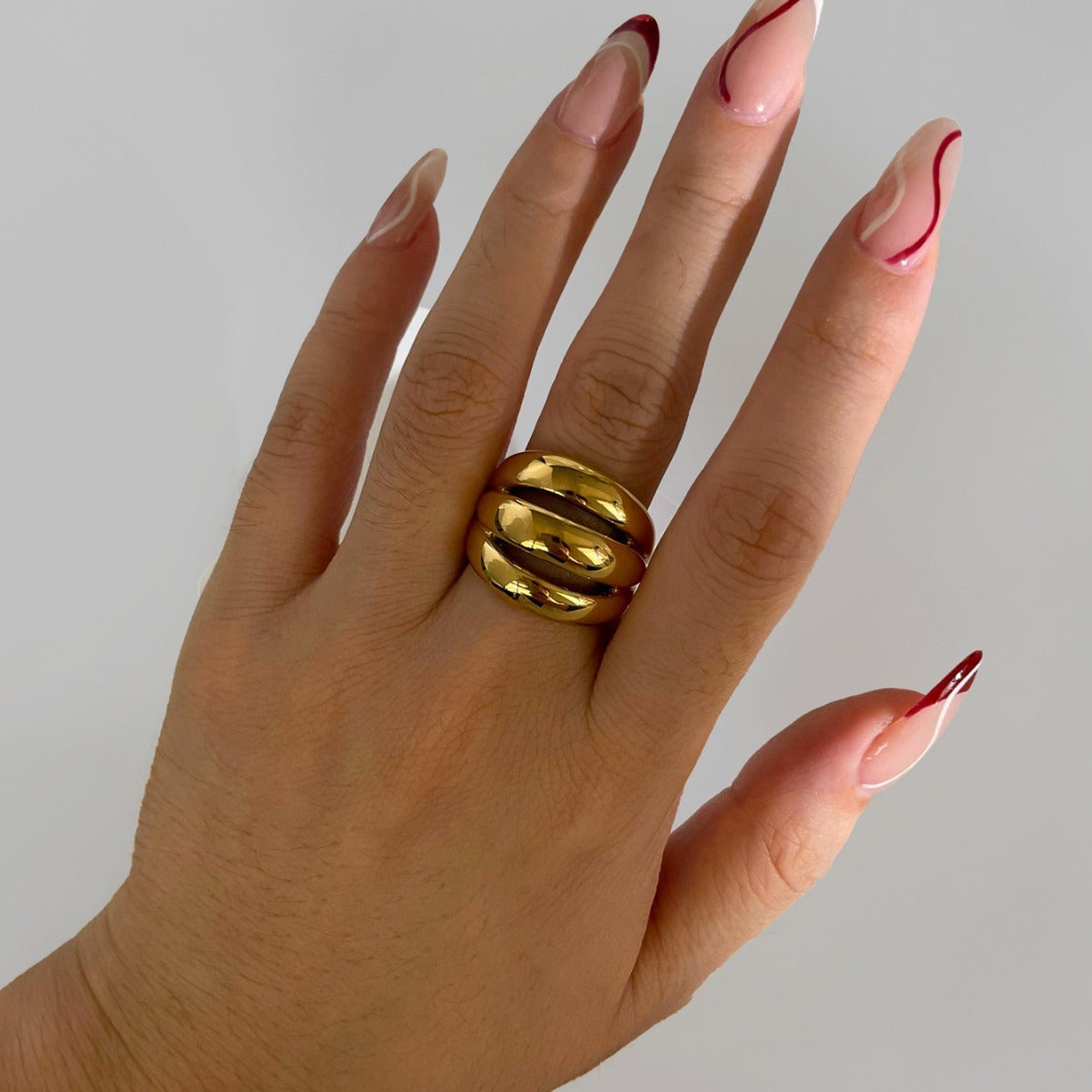 LINA | Statement Ring – Chunky Fashion Ring met Geslepen Design