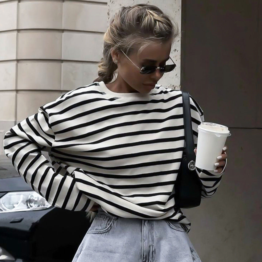 PHILIPPINE | Oversized Gestreepte Trui – Zwart Wit Casual Streetstyle Dames
