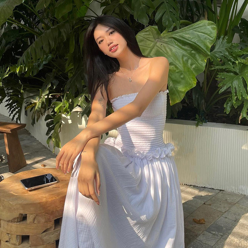 YOLINE | Strapless Midi Zomerjurk – Elegant & Comfortabel
