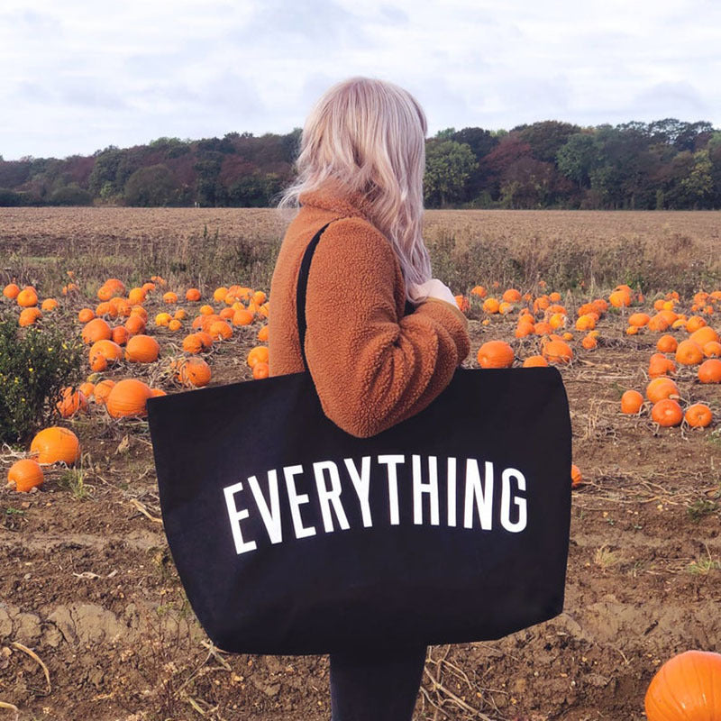 VALLERIE | Oversized Shopper Tas EVERYTHING - Grote Tote Bag Zwart/Wit