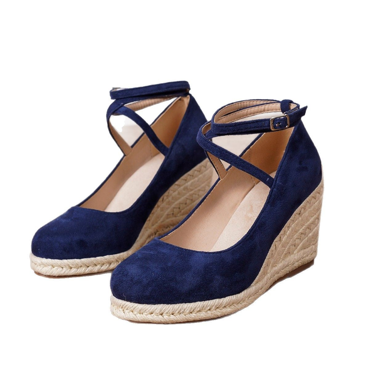 LEONTIEN | Elegante Wedge Sandalen - Blauwe Espadrille Hak