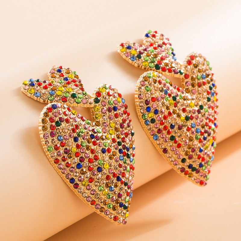 SERINE | Statement Strass Oorbellen in Hartvorm – Kleurrijk, Glamorous & Feestelijk