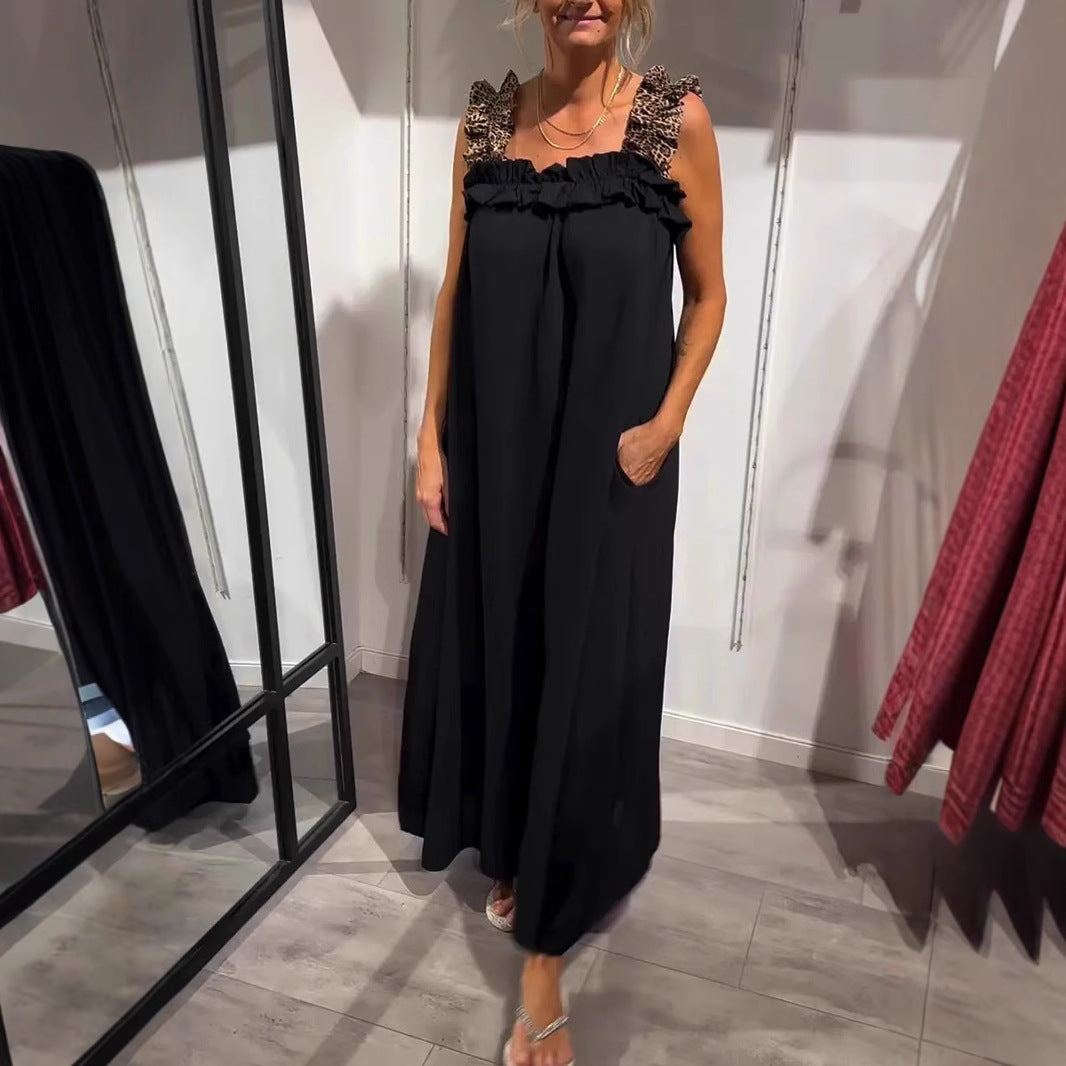 NESS | Maxi Zomerjurk met Panterbandjes – Katoenen Comfort in Stijl