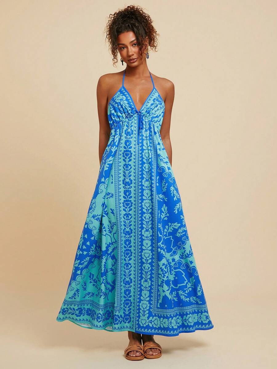 KORE | Halterjurk met Bloemenprint – Elegante Zomerse Umbrella Skirt