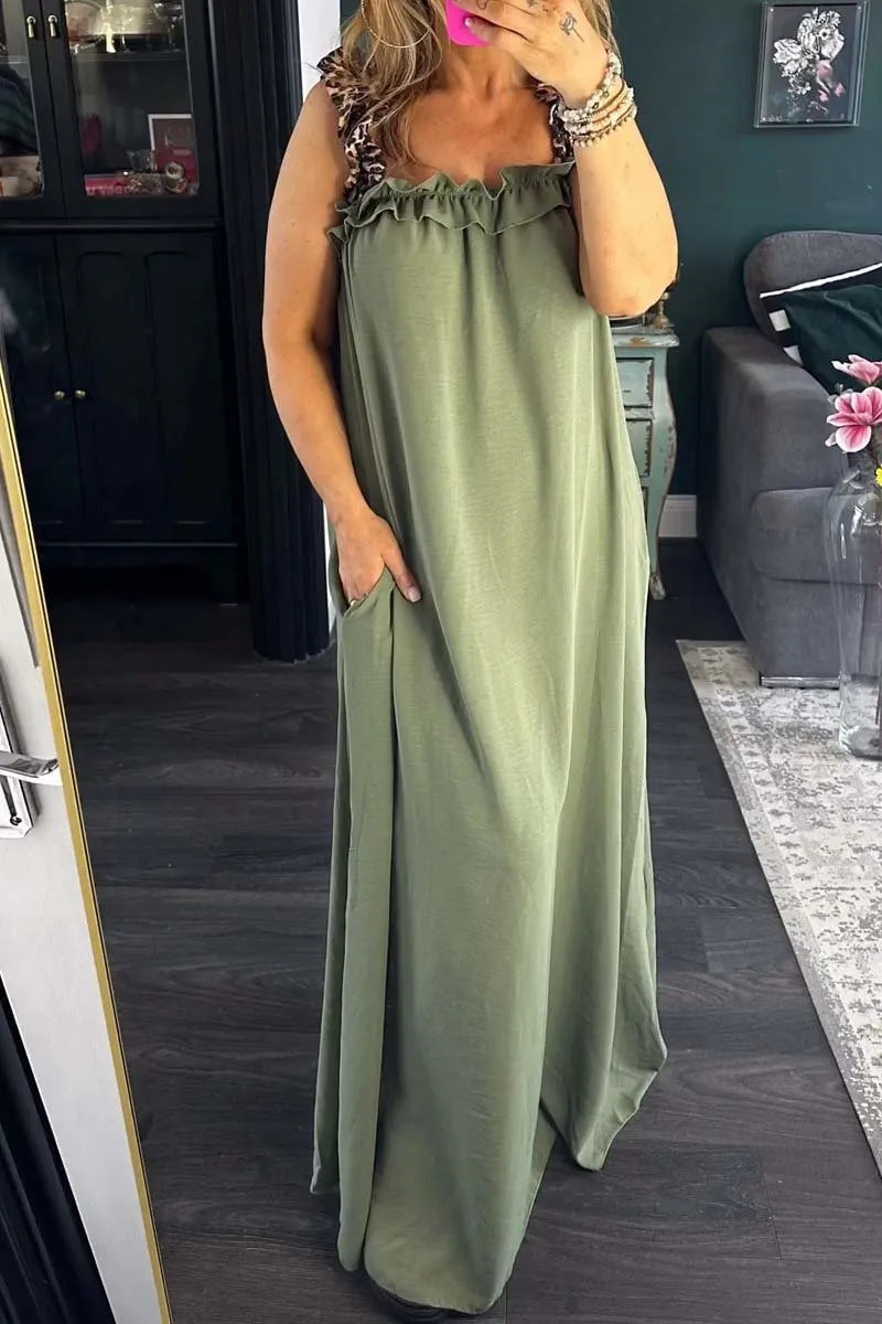 NESS | Maxi Zomerjurk met Panterbandjes – Katoenen Comfort in Stijl