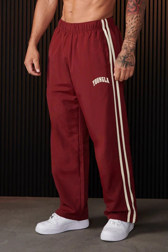 BOAZ | Trainingsbroek Heren met Strepen – Sportieve Joggingbroek met “YoungLA” Logo