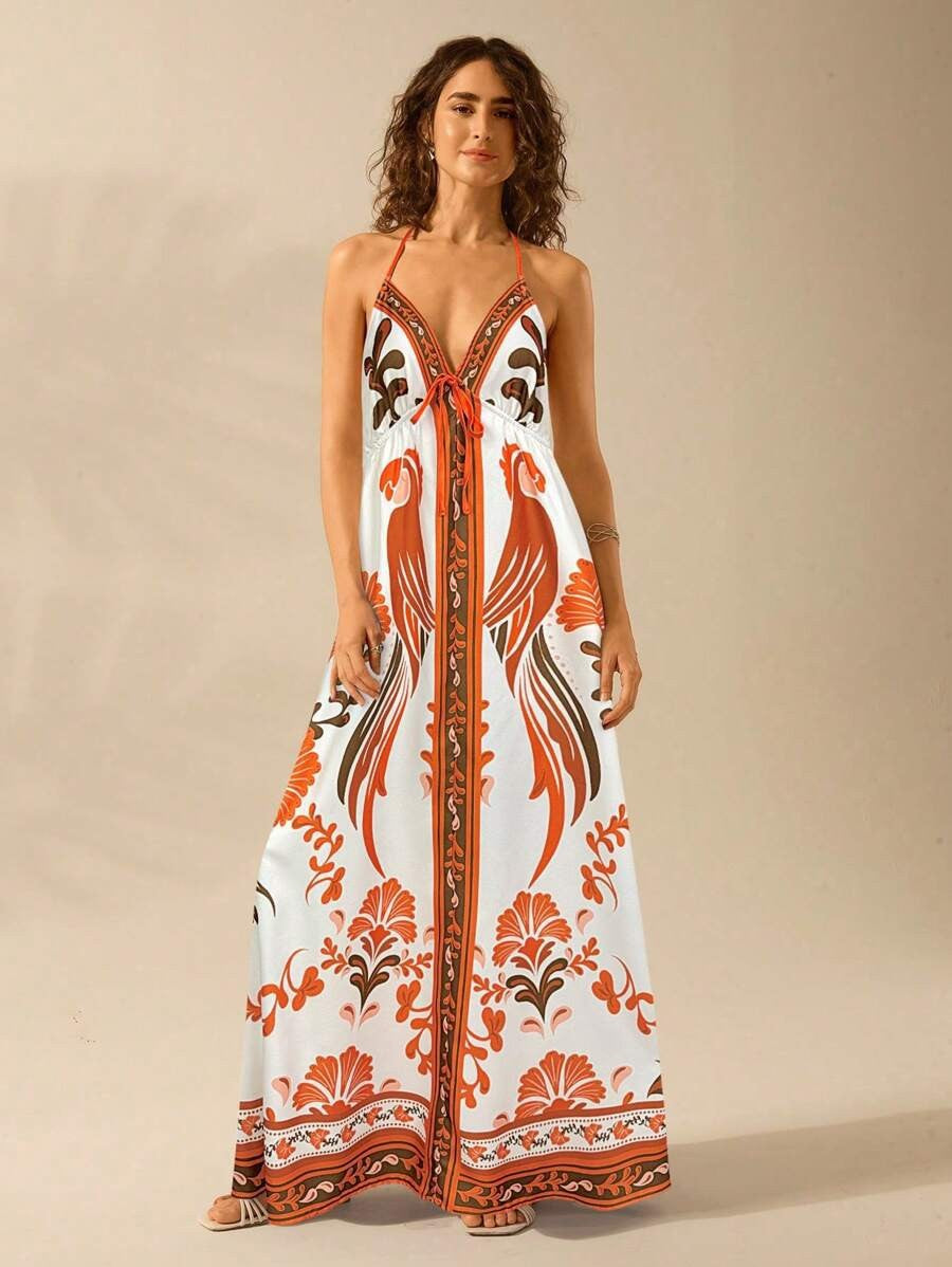 KORE | Halterjurk met Bloemenprint – Elegante Zomerse Umbrella Skirt