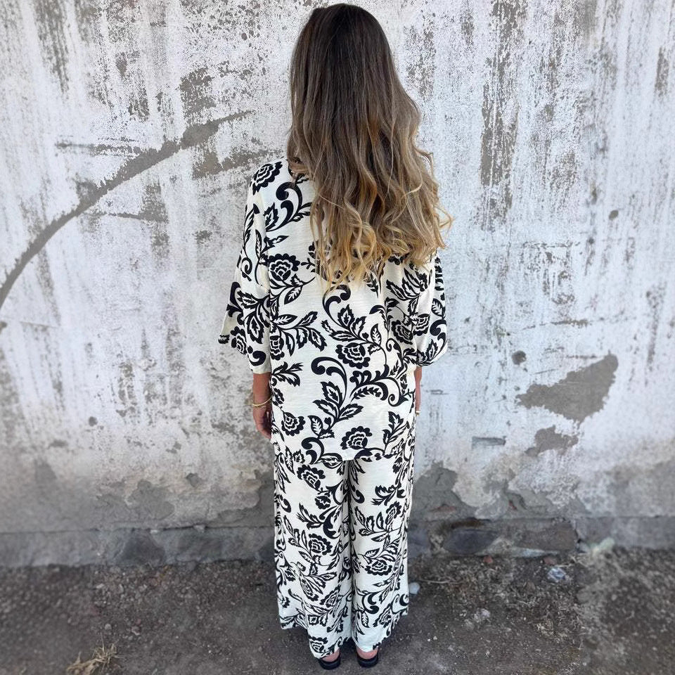 LIENE | Groene en Zwarte Boho Chique Set – Comfortabele Bohemian Outfit