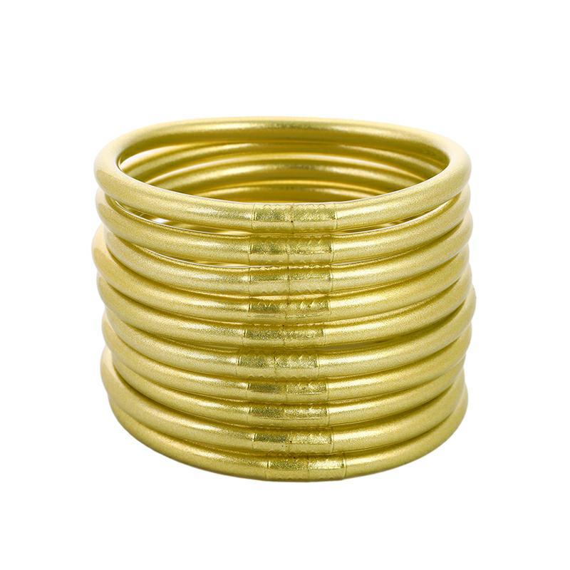 LIZZ | Gouden Bangle Armbanden Set – Siliconen Glamour